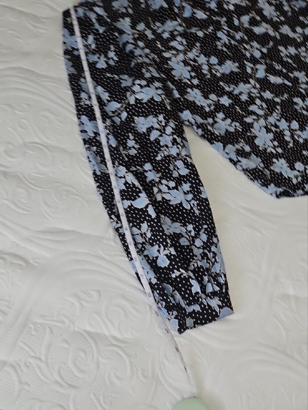 Veronica Beard SILK Black & Light Blue Floral Long-Sleeve Blouse - Picture 10 of 10